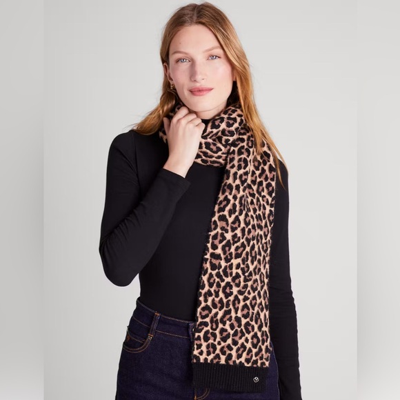 Kate Spade New York Leopard Print Wool Blend Scarf